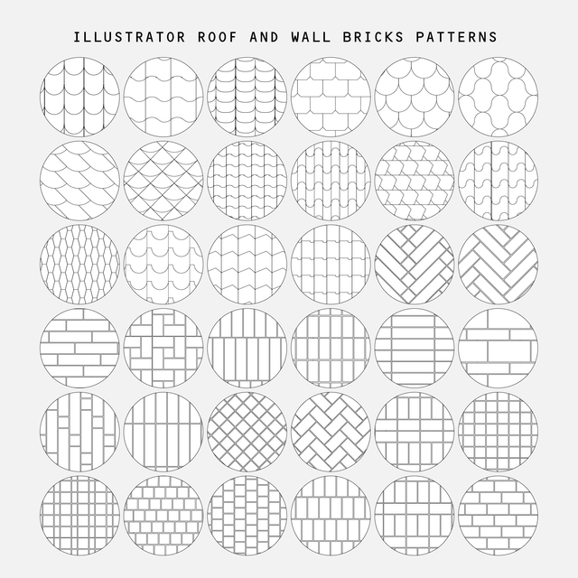 Illustrator Roof and Wall Brick Pattern Library Multi-Pack (Recommended)