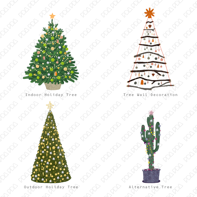 Hand Drawn Holiday Trees - Post Digital Architecture — Free and Affordable Resources for Architects