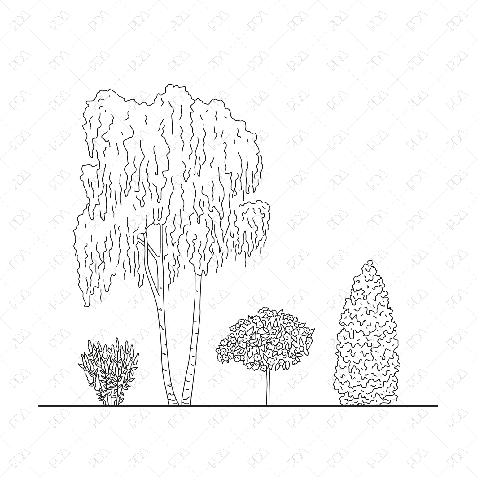 CAD & Vector European Trees & Plants Set