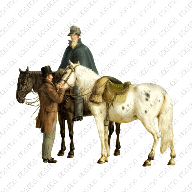 Artcutout Scenes - Animals and Farm: Horse and Two Riders (PNG)