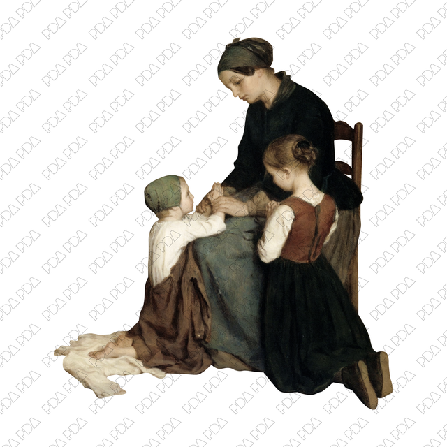 Artcutout Scenes - Groups: Mother & Two Daughters Praying (PNG)