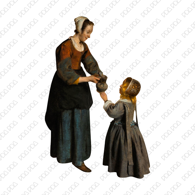 Artcutout Scenes - Groups: Mother Gives Her Daughter a Jug (PNG)