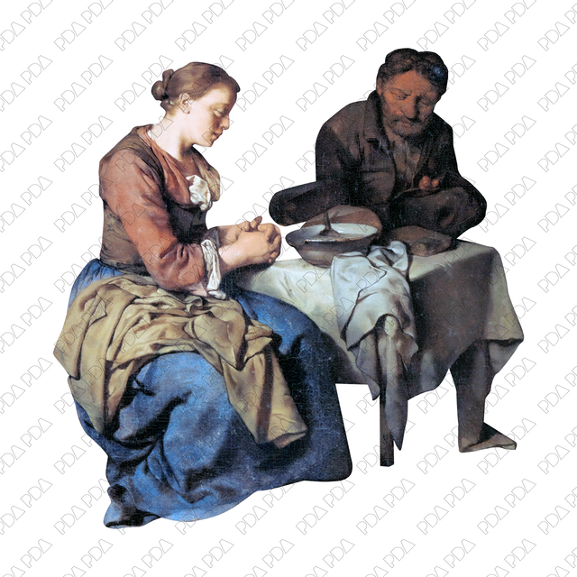 Artcutout Scenes - Groups: Poor Couple Having a Meal (Free PNG)