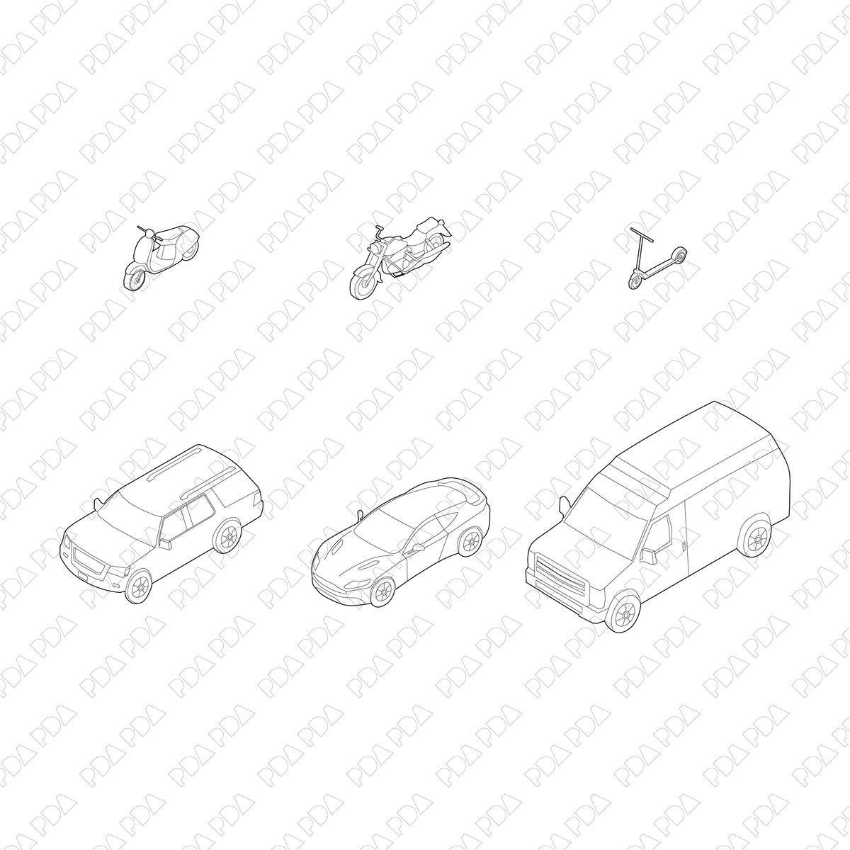 Isometric Vehicle Set - CAD & Vector