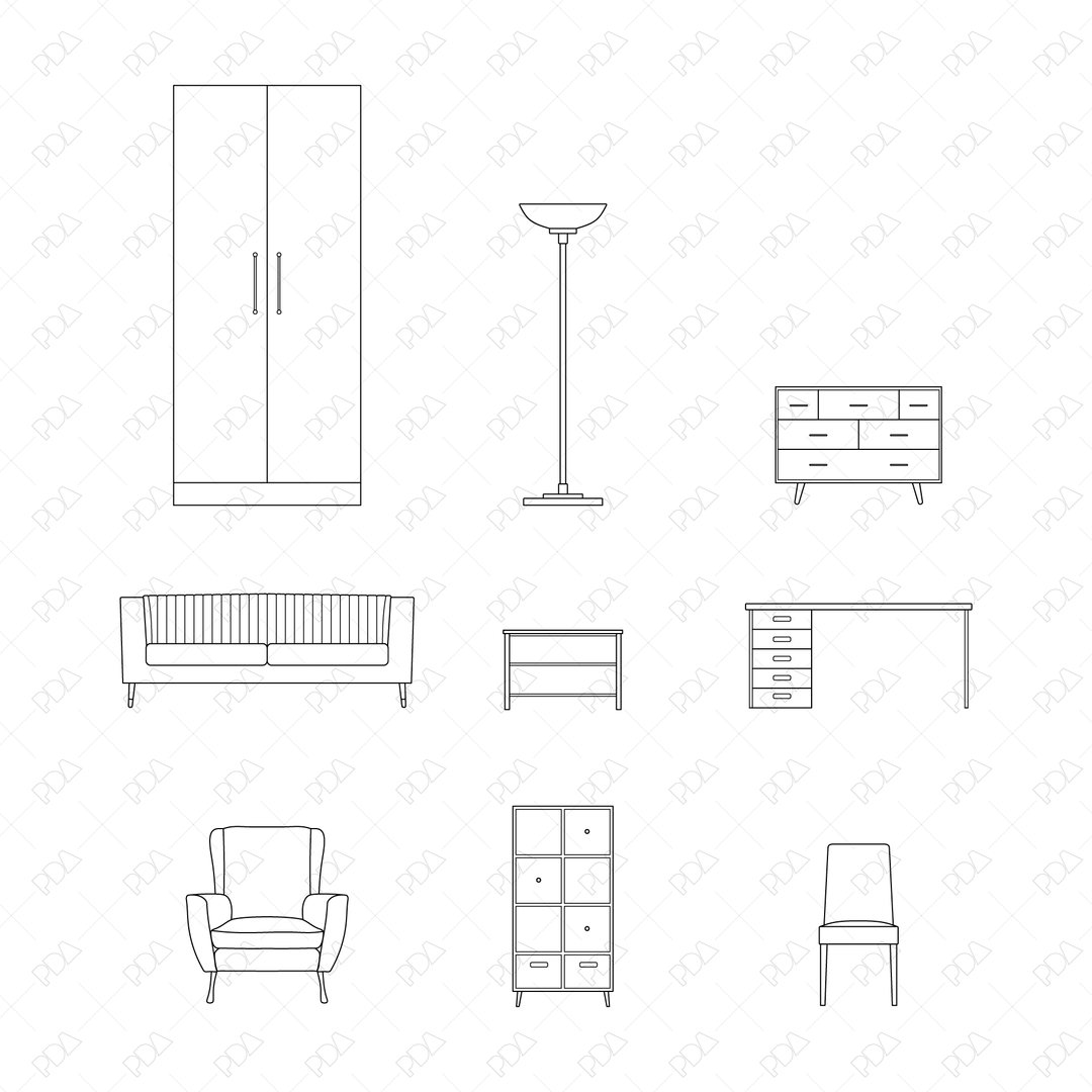 CAD and Vector Household Furniture Post Digital Architecture