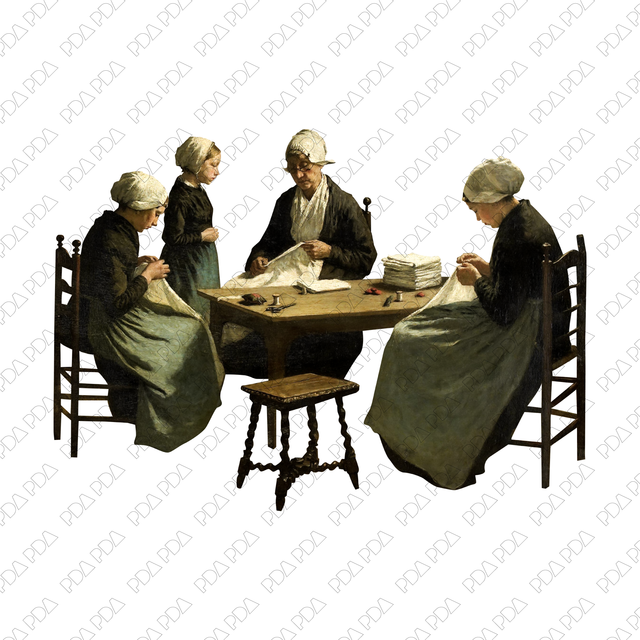 Artcutout Scenes - Groups: Girl Learns Embroidery (PNG)