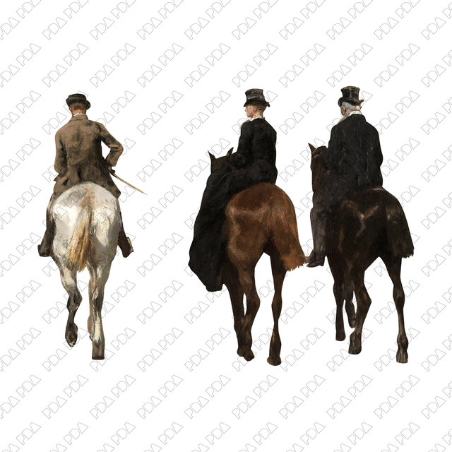 Artcutout Scenes - Animals and Farm: Three Horse Riders (PNG)