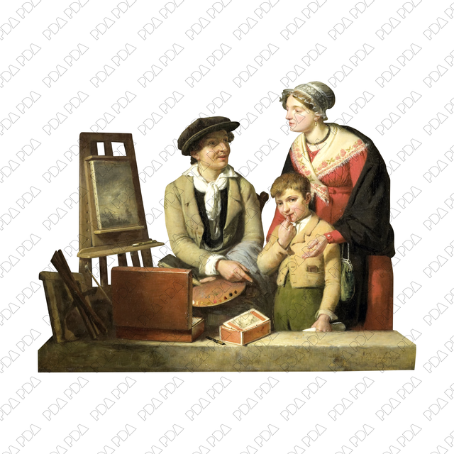 Artcutout Scenes - Groups: Painter, Mother & Her Son (PNG)