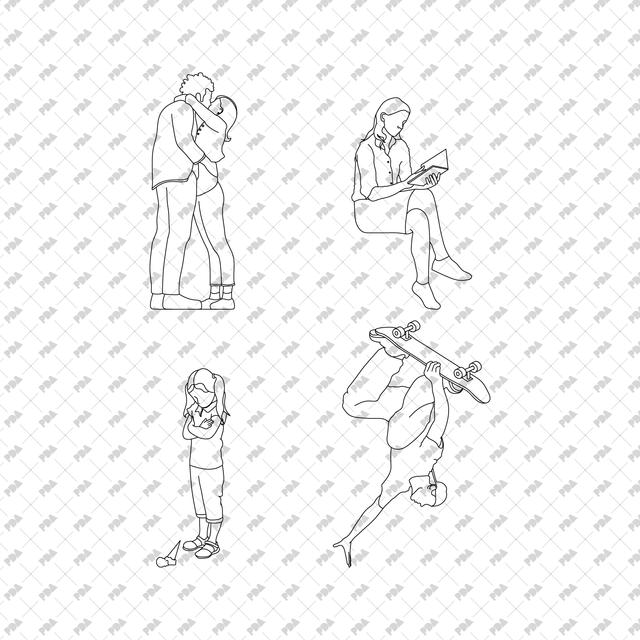 CAD, Vector Daily Life People Set (Top and side view)