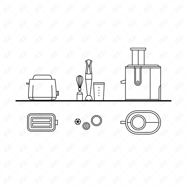 CAD and Vector Kitchen Appliances (Top and Side view)