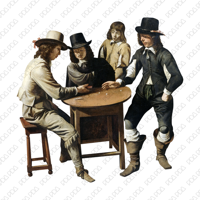 Artcutout Scenes - Groups: Men Playing a Table Game (PNG)