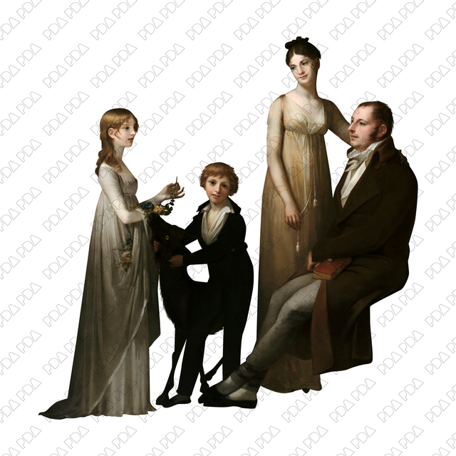 Artcutout Scenes - Groups: Family of Four and a Dog (PNG)