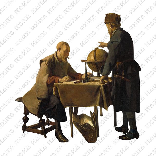 Artcutout Scenes - Groups: Two Men Discussing Geography (PNG)