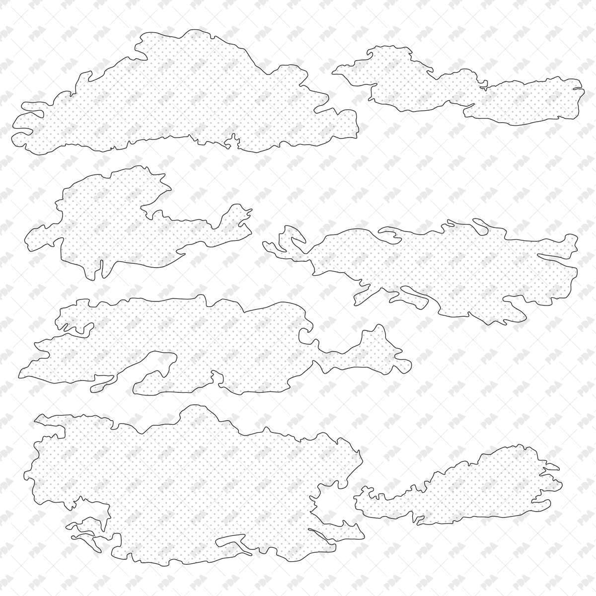 Vector Line Art Clouds for Post Digital Collages