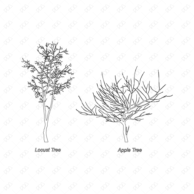 CAD & Vector Line Art Trees