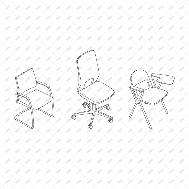 CAD, Vector Isometric Conference Room Furniture