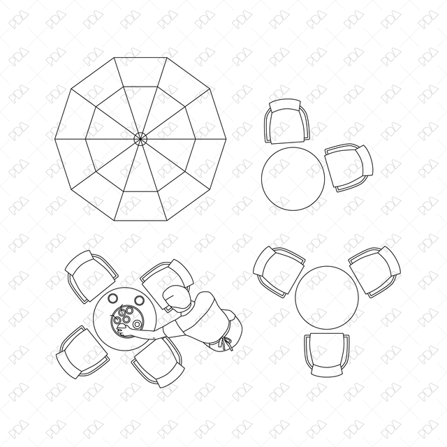CAD, Vector All You Need for Coffee Shop Design (Top view)