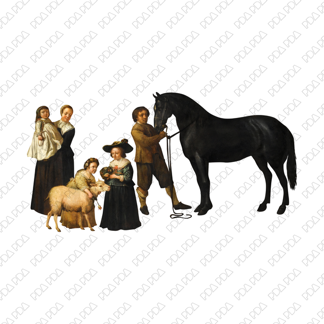 Artcutout Scenes - Animals and Farm: Family With Goat and Horse (PNG)