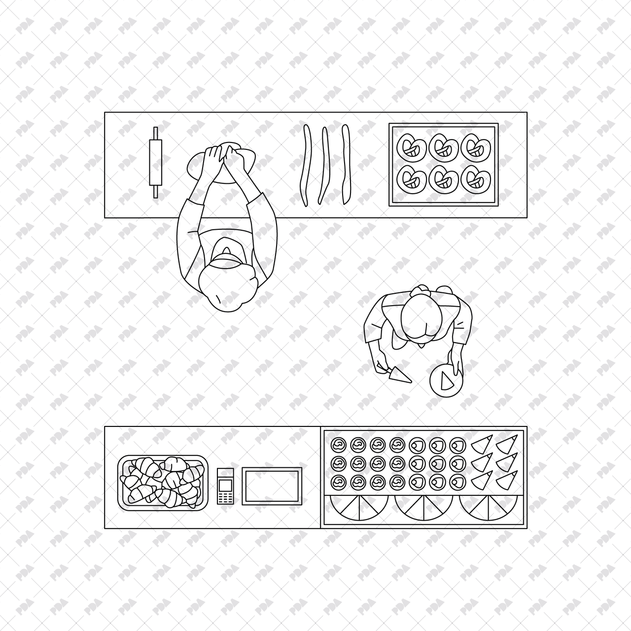 Pastry Autocad CAD, Vector Bakery Set (Front view and side view)