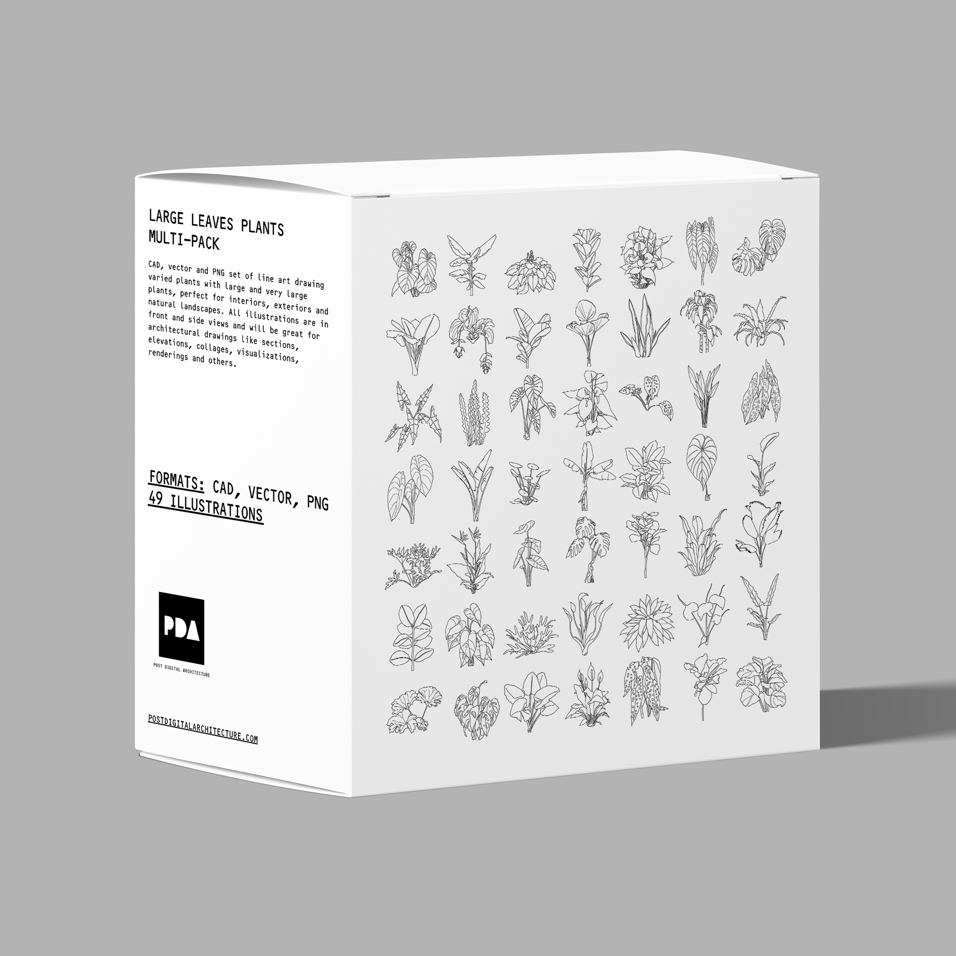 CAD, Vector, PNG Large Leaves Plants Pack