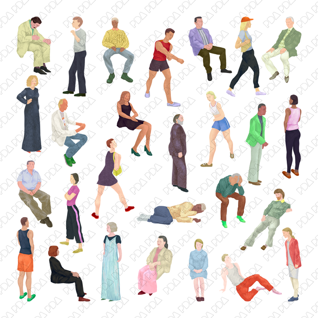 Characters Inspired by David Hockney (27 PNGs) - Post Digital Architecture — Free and Affordable Resources for Architects