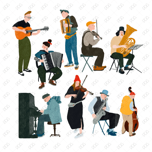 Hand Drawn Musicians - Post Digital Architecture — Free and Affordable Resources for Architects