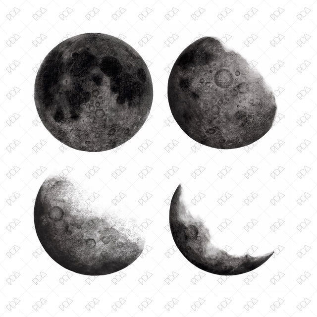 Hand Drawn Moon Phases Set