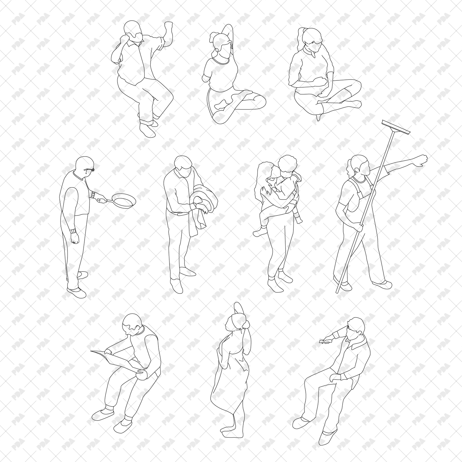 Person Vector Shell Out 3D Isometric People at Home Set