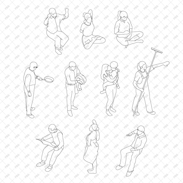 Isometric People Vector CAD, Vector Isometric Street People Student