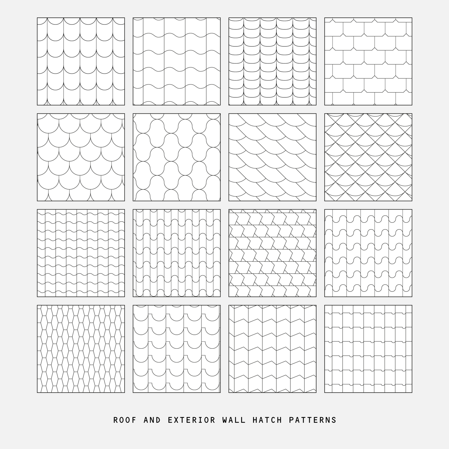 Illustrator Pattern Library - Roof and Wall Hatch Patterns