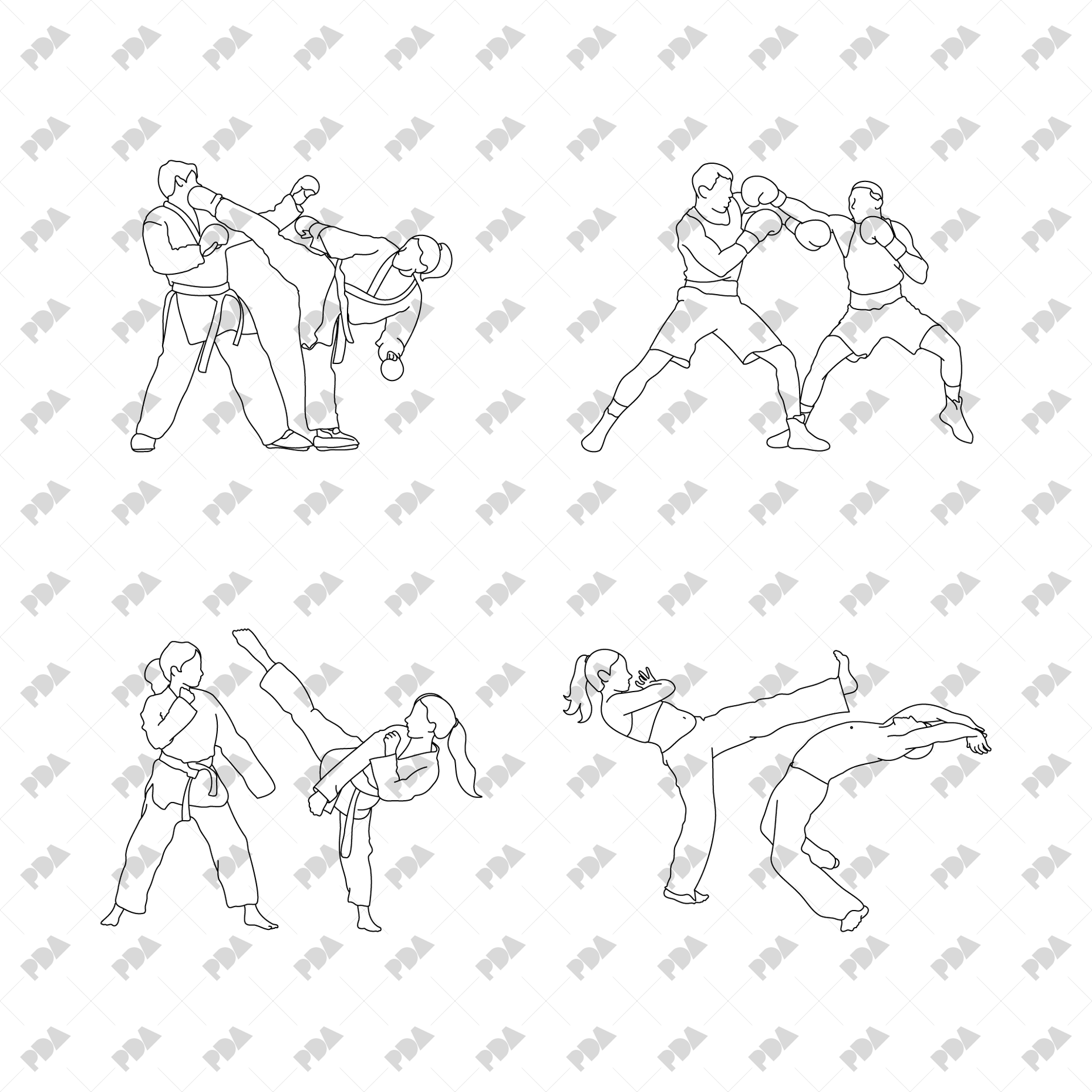 CAD, Vector Martial Arts Set Post Digital Architecture