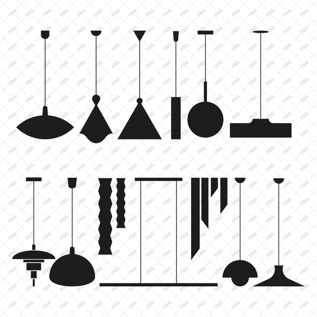 Vector, PNG Ceiling Lamps Set