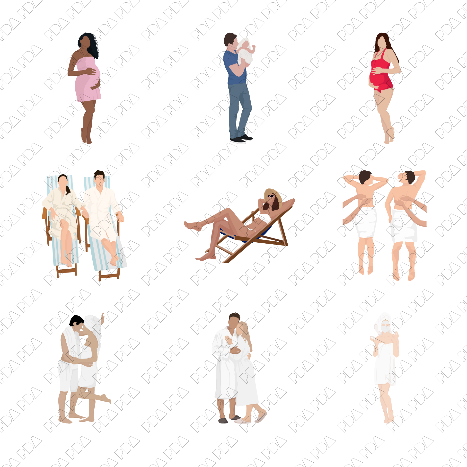 Vector SPA Characters - Wellness Set (9 Figures)