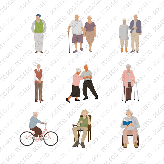 Vector Senior People Set (12 Figures)
